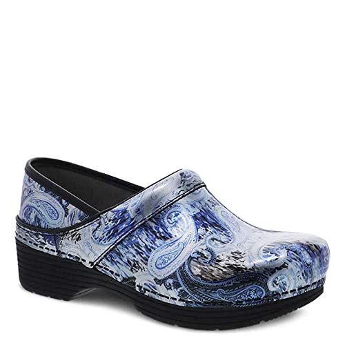 Dansko Women's Lt Pro Silver/Blue Paisley Patent Clogs 11.5-12 M Us #TOP2