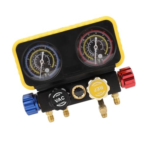 Kit de manómetro de presión para refrigerantes Cryfokt, material de latón resistente a la abrasión, para refrigerantes R410a, R22 y R134a, juego confiable de herramientas para sistemas HVAC miniatura 6