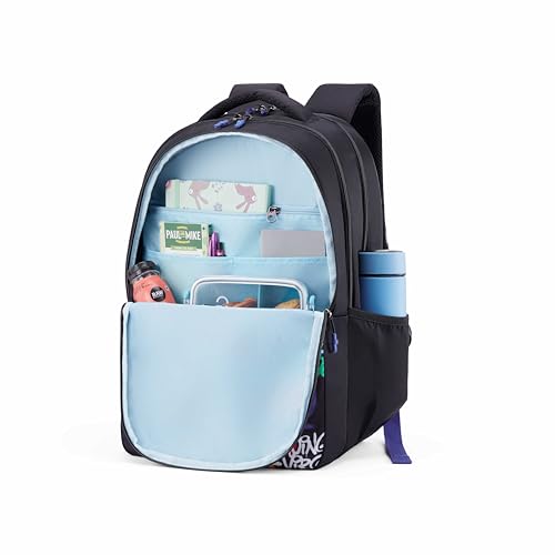 Image of American Tourister Drip | 33 Ltrs | 3 Compartments | Bottle Pocket | Ergonomic Padded Back Panel & Shoulder Straps | School Backpack for Boys & Girls | 1 Year International Warranty | Graffiti Black