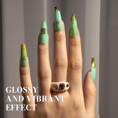 Image of MelodySusie Mint Green Gel Nail Polish,0.5fl oz Nails Soak Off UV LED Bright Green Gel Polish Gift for Women Nail Art Manicure Salon DIY Nail Design Decoration at Home-1651