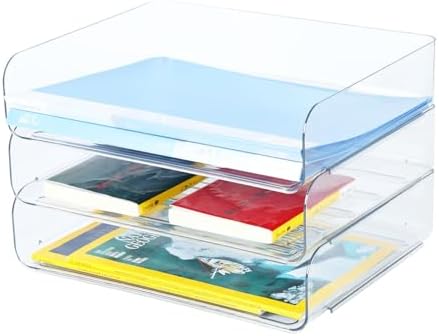 3 Tier Stackable A4 Filing Trays, Office Desk File Rack, Tidy File ...