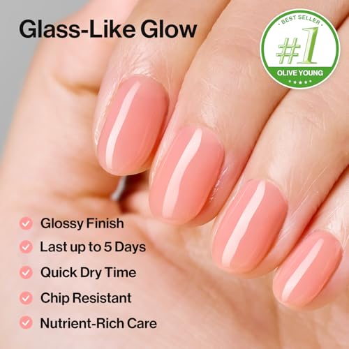 Image of ohora 2-in-1 Sheer Nail Polish & Strengthener - Guava | Tinted Nail Concealer | Nail Hardener for Weak, Damaged Nails | Nail Care Polish with Glossy Finish | Glazed-Syrup Formula, 15 mL