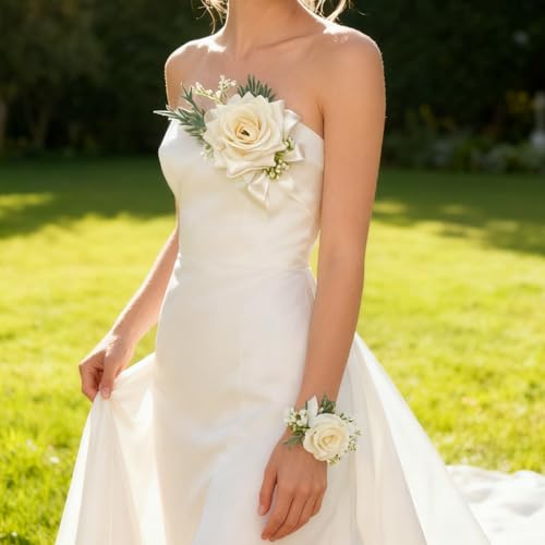 Accessoires de mariée en soie fine avec fleur de rose faite main