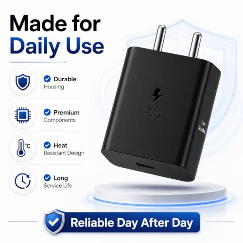 Image of ZYBUX 45W PD Type-C Super Fast Charging Adapter Compatible with Samsung Galaxy S26+|S26 Ultra|S25+|S25|S24 Ultra|S24 FE|S23 |Z Fold7|Z Flip7|Z Fold6|Zflip6| Series Wall Adapter | Black