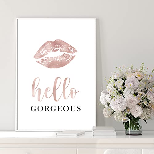 Makeup Wall Art Canvas Fashion Art Eyelash Pictures Wall Decor Lipstick Lips Lash Painting Decor Beauty Salon Wall Art Rose Gold Fashion Poster For Women Girl Room Decoration 16X24X3 Inch Unframed #TOP4