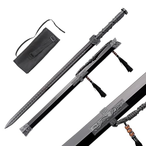 Chinese Han Sword Polypropylene Long Sword with high Toughness Training Samurai Knife Training Sword(Chinese Dragon Pattern Han Sword)