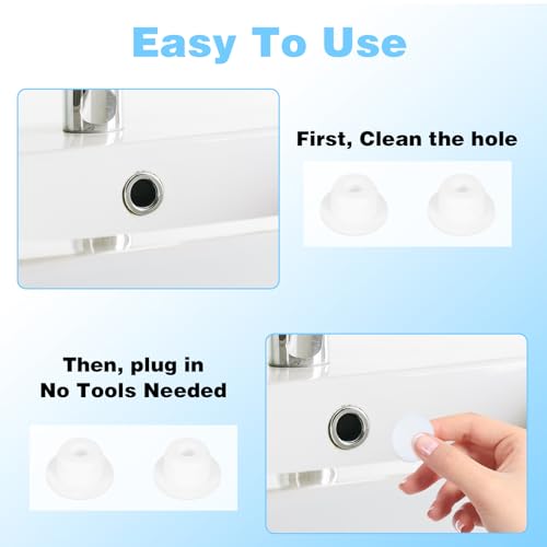 Image of JIEYAO 24 Pcs Silicone Bathtub Jet Covers, 4 Size Silicone Hole Plug, Waterproof White Tube Plugs T Type Rubber Stoppers Pipe Tube Inserts Fit for 12mm 14mm 16mm 22-23mm Bathtub Hole