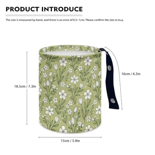 Image of Green Flower Hanging Portable Car Trash Can Waste Basket Car Accessories Interior Collapsible for Men and Women Easy to Install