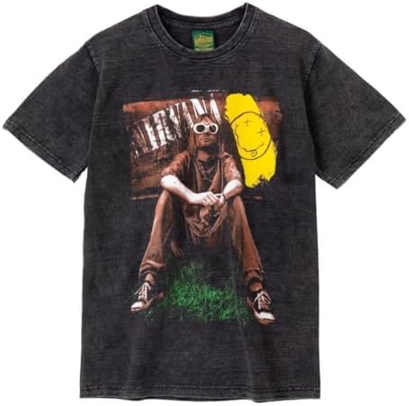 Nirvana Rock T-shirt Music Short Sleeve 100% Cotton Men's Bleached Individuality Print Loose Fit