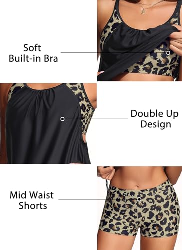 Best Two-Piece Bathing Suits for Modest Women over 50: Your Complete Guide to Confident Swimwear 3 Holipick Black Leopard Blouson Tankini Swimsuits for Women - Two Piece Tummy Control Bathing Suit with Shorts Modest Swimwear L