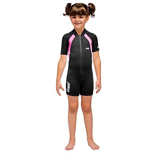 Cressi Kid Shorty Wetsuit 1.5 mm - Shorty Neoprenanzug für Kinder Ultra Stretch Neopren, Schwarz/Rosa, S (2 Jahre)