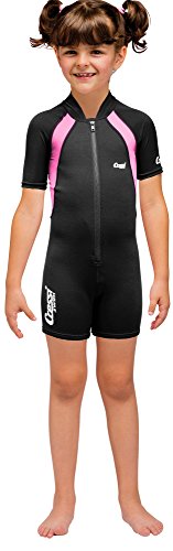 Cressi Shorty Kid Monoshort Infantil en Neopreno de 1.5/2mm de Mangas Cortas, Unisex niños, Negro/Rosa, S (2 Años)