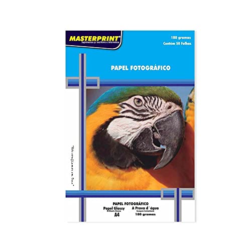 Masterprint 302010004, Papel Fotográfico, Inkjet, A4, Glossy, 180 g, Multicor, Pacote de 50