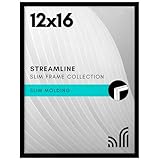 Americanflat 12x16 Picture Frame with Polished Plexiglass - Streamline Collection - Thin Border Picture Frame for Wall Display - Hanging Hardware Included - Black