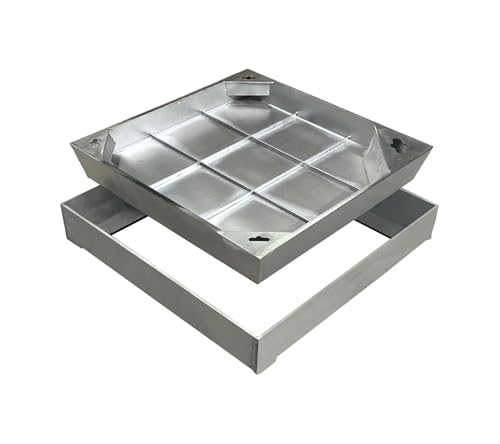 Natotela Couvercle de regard encastré en acier inoxydable-Passage:235x235mm-A15 Couvercle à carreler encastré en acier inoxydable-Pour intérieur & extérieur-Encombrement 300x300mm