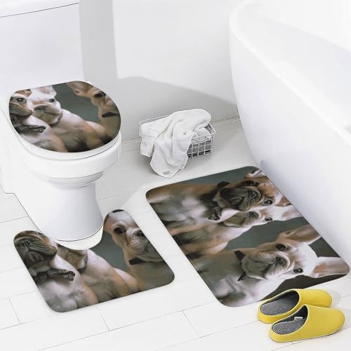 Rideaux de douche bouledogue français : ensemble haut de gamme tapis de bain chic - 5