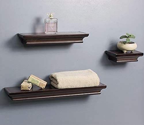 Miniatura 3 de Juego de 3 estantes flotantes de pared con soporte invisible para repisas de fotos y almacenamiento, organizador de pared de oficina (3, espresso)