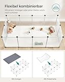 SONGMICS Freigehege mit Bodenplatten, Laufstall, Meerschweinchen Gehege, aus Kunststoff, Gehege für Hamster, Kaninchen, Igel, 140 x 70 x 45 cm, weiß LPC02W