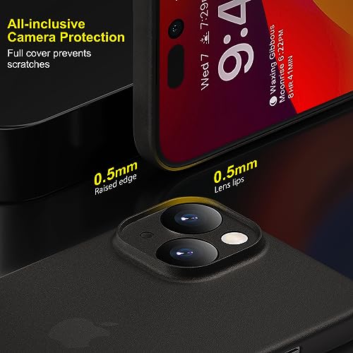 「0.3㎜極薄」iPhone 15対応ケース memumiマット質感 オリジナル設計 指紋防止 傷付き防止 ワイアレス充電対応 6.1インチ人気ケース·カバー(Trans-Black)
