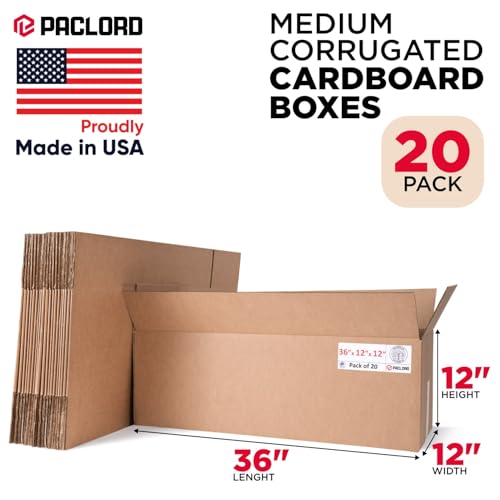Image of Tall Cardboard Boxes 12 inchL x 12 inchW x 36 inchH (Pack of 20) - USA-Made Packing Boxes for Moving, Shipping, or Storage - USPS, UPS, FedEx Approved - Professional Packing Supplies for Moving | USA-Made Packing Boxes for Moving, Shipping, or Storage - USPS, UPS, FedEx Approved - Professional Packing Supplies