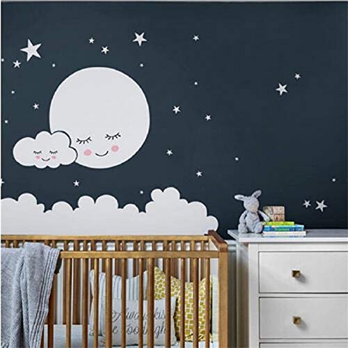 Décoration chambre bébé stickers muraux lune pour nuits douces