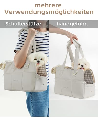 ONECUTE Hundetrage für kleine Hunde Kaninchen Katze mit großen Taschen, Baumwolltasche, Hundetrage Soft Sided, zusammenklappbar Travel Puppy Carrier (Gray, 34 * 16 * 25 cm)