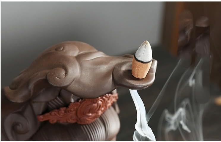 Incense Holder Incense Burner Incense Waterfall Backflow Incense Burner Large Household Indoor Sandalwood Aromatherapy Furnace Ceramic Buddha Statue Creative Crafts Ornaments Backflow Incense Burner