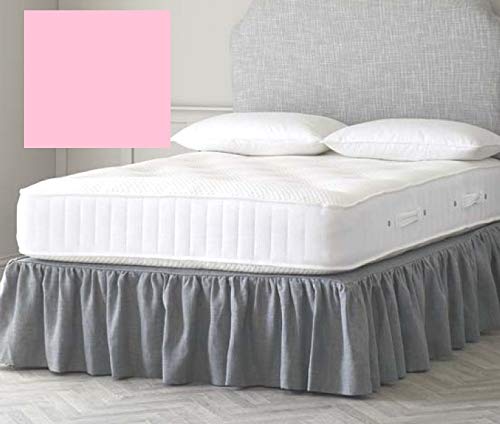 Bedtime Comforts Ltd 7' Emperor Size Bed FRILLED BASE PLATFORM VALANCE Sheet 7' x 7' (84" x 84") (UNDER MATTRESS) (Pink)