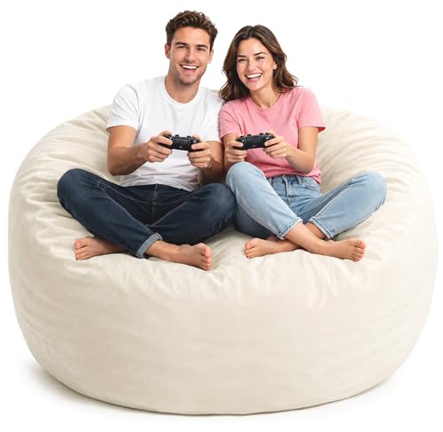 HOWSEESNOW 5FT Large Bean Bag Chair Cover - Soft Fluffy Dutch Velvet Bean Bag Bed (No Filling Cover Only) Comfy 5FT Bean Bag Cover Oversized Lazy Sofa Cover