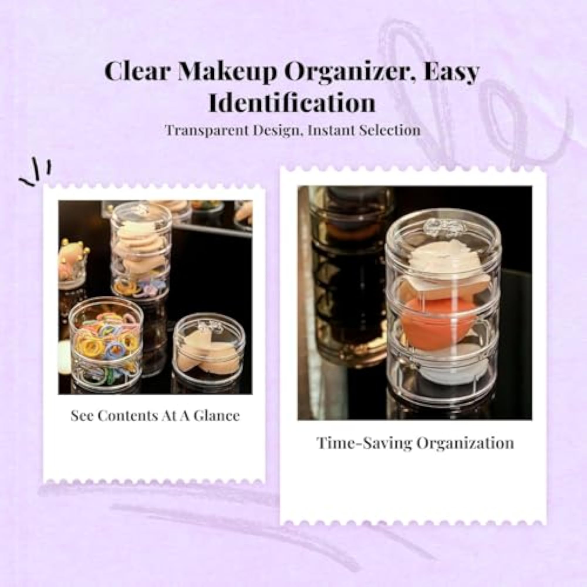 Clear Makeup Sponge Organizer, 360° Rotating Storage Box