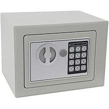 Home Use Safe Case,Steel Plate 0.17 Cubic Feet Safe and Lock Box with Electronic Password, Mute Mode, Ideal for Home Cash, Jewelry, Documents 6.69 x 9.06 x 6.69", Light Gray