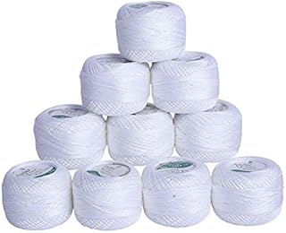 Crochet Cotton Pearl Threads (10 Pcs) - Crochet Cotton Yarn 10 Grams- 85 Meters -Crochet Thread for Projects, Blankets, Glove and Applique (White)