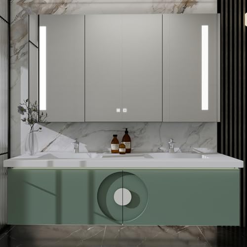 Genpai Bathroom Vanities Double Sink - One Touch Defogging &