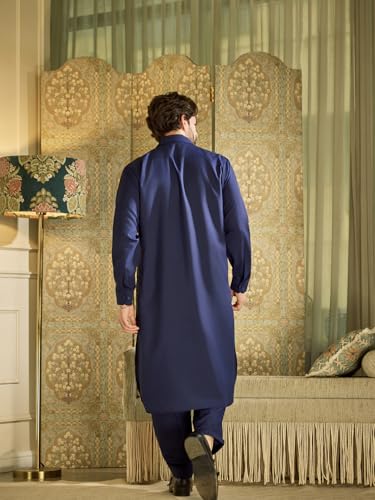 Image of SOJANYA (Since 1958 Men's Soft & Comfortable Cotton Blend Solid Pathani Set-Perfect for Eid & Holi Celebrations