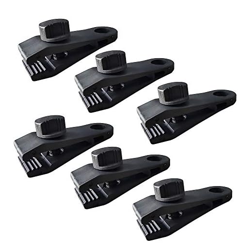 FYSL 6 Pcs Clips de Lona,Clips De Tienda Accesorio Abrazadera Plástico de Cocodrilo Adecuado para Tiendas de Campaña al Aire Libre, Toldo Fijo - Negro