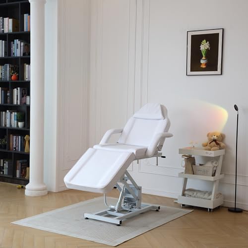 LSBIKE Professionelle Kosmetikliege Elektrisch Verstellbare Tattoo Liege Massageliege mit abnehmbaren Armlehnen & Kopfteile Elektrische Kosmetikstuhl Set für Spa Tattoo Gesichtspflege (Weiß)
