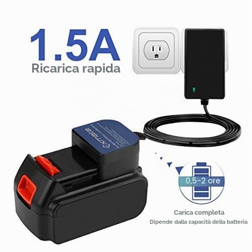Exmate Caricatore da 18 V per batterie al litio Black & Decker LBX20 18 V (non per batterie Ni-MH / Ni-Cd)