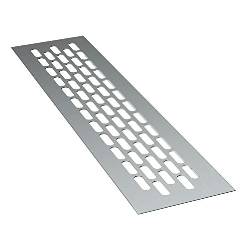 sossai® Grille de ventilation en aluminium - Alucratis (1 pièce) | Rectangulaire - dimensions: 24,5 x 6 cm | Couleur: alu | grille d'aération