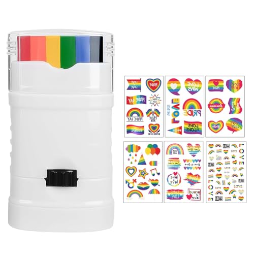 Regenbogenstifte Set mit Pride Sticker, Regenbogen Schminkstift, Rainbow Face Paint LGBTQ Accessoires Regenbogen Schminke, Gay Pride Schminke, Regenbogen Deko für Pride Party,Paraden,Monat des Stolzes
