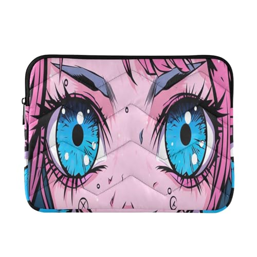 Maunzc Kawaii Anime Eyes Laptop Sleeve for 15-16 Inch Laptops, Shockproof Water-Resistant Laptop Case with Zipper, Slim Lightweight Protective Cover