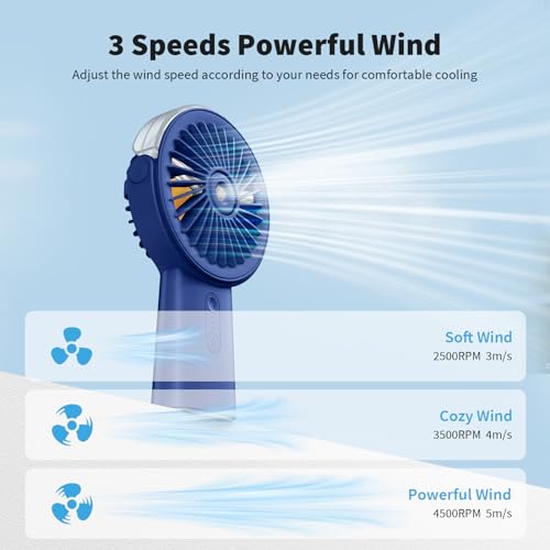 Otlonpe Misting Fan Portable Fan with Mist,Small Handheld Fan 4000mAh Rechargeable Fan,Water Spray Hand Held Fan Battery Operated,Mister Hand Fan Cooling Personal Fan,Travel Indoor Outdoor Women Men