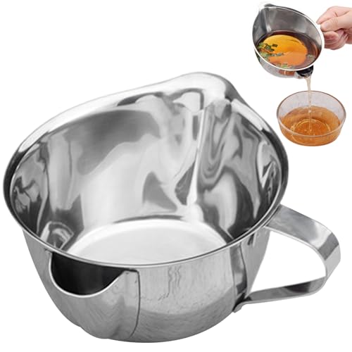 Séparateur de graisse pour la cuisson, séparateur de sauce en acier inoxydable 304, passoire cuisson réutilisable 500 ml pour la préparation soupes et sauces