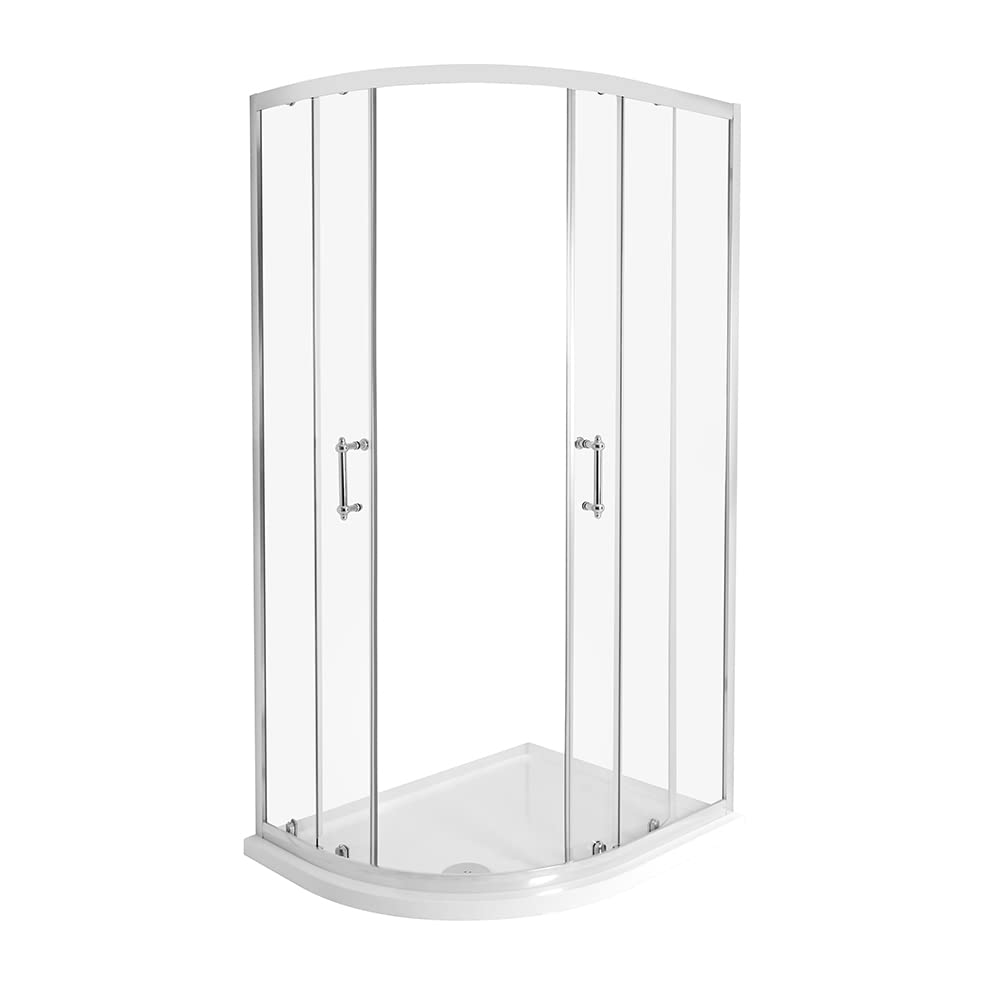 Milano Langley Chrome Offset Quadrant Shower Enclosure - 1000mm x 800mm