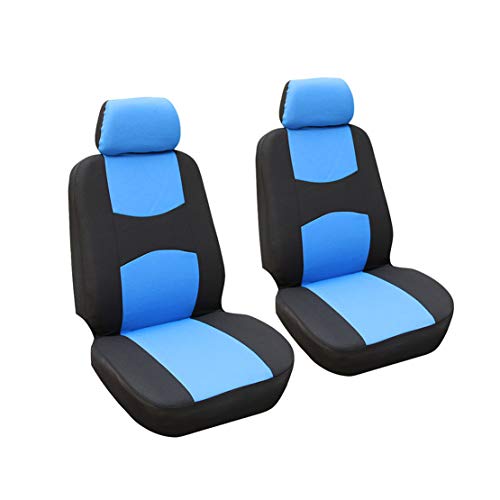 GODGETS Ensemble Complet de Housses de Sieges Universelles, Housse Couverture Couvre Sieges pour Voiture Camionnette Van,Bleu Noir,2 * Places Avant