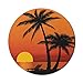 Produktbild Runde Mausmatte, Insel-Mauspad für Computer, Summer Beach-Silhouette mit Sonnenbank und Palmen in Sonnenuntergangsansicht, rundes, rutschfestes modernes Mousepad aus Gummi, gebrannte Siena und mehrfar