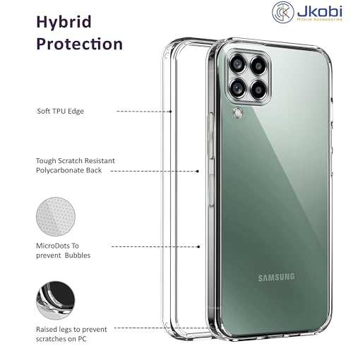 Image of Jkobi Back Case Cover for Samsung Galaxy M53 5G (Silicone Crystal Clear | Pure Camera Protection | Soft and Flexible for Charger and Headphone sockets | Shockproof Bumpers | Transparent)