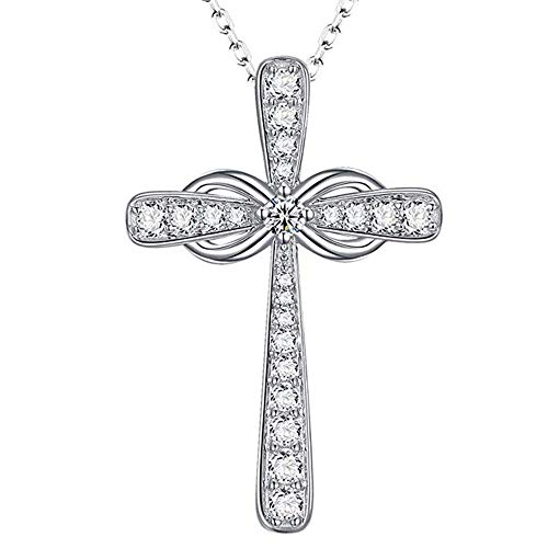 Jude Jewelers Silver Plated Infinity Love Christian Cross Religious Statement Prayer Pendant Necklace (Clear)