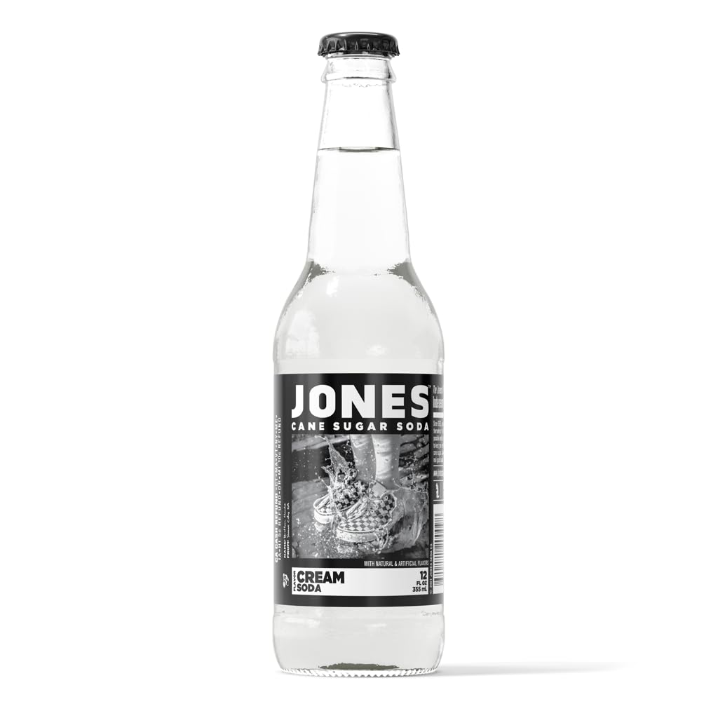 Jones Soda Co. Cream Soda Flavor | 100% Cane Sugar Soda | Craft Soda Pop | Soda Soft Drinks | 12 Oz Glass Bottle Soda (24)