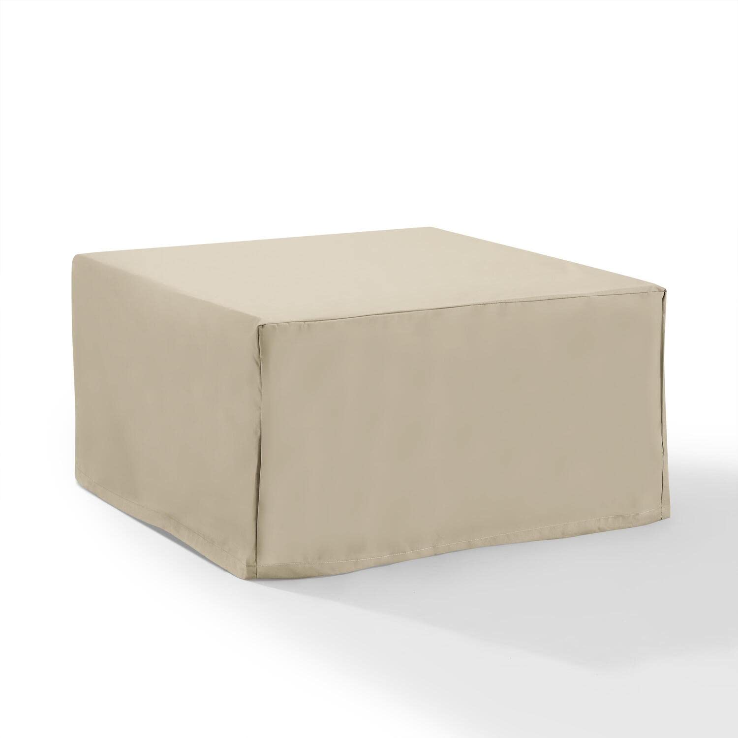 HomeStock Coastal Craftsman Vinyl Outdoor Square Table Or Ottoman Cover, Tan, 33