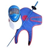 Zkfpet Fencing 3-Piece Set, Fencing Practice Sword Set, Protective Vest and Mask, Plastic Sword, Foil/Sabre/Epee, for Boys and Girls(Blue,1)